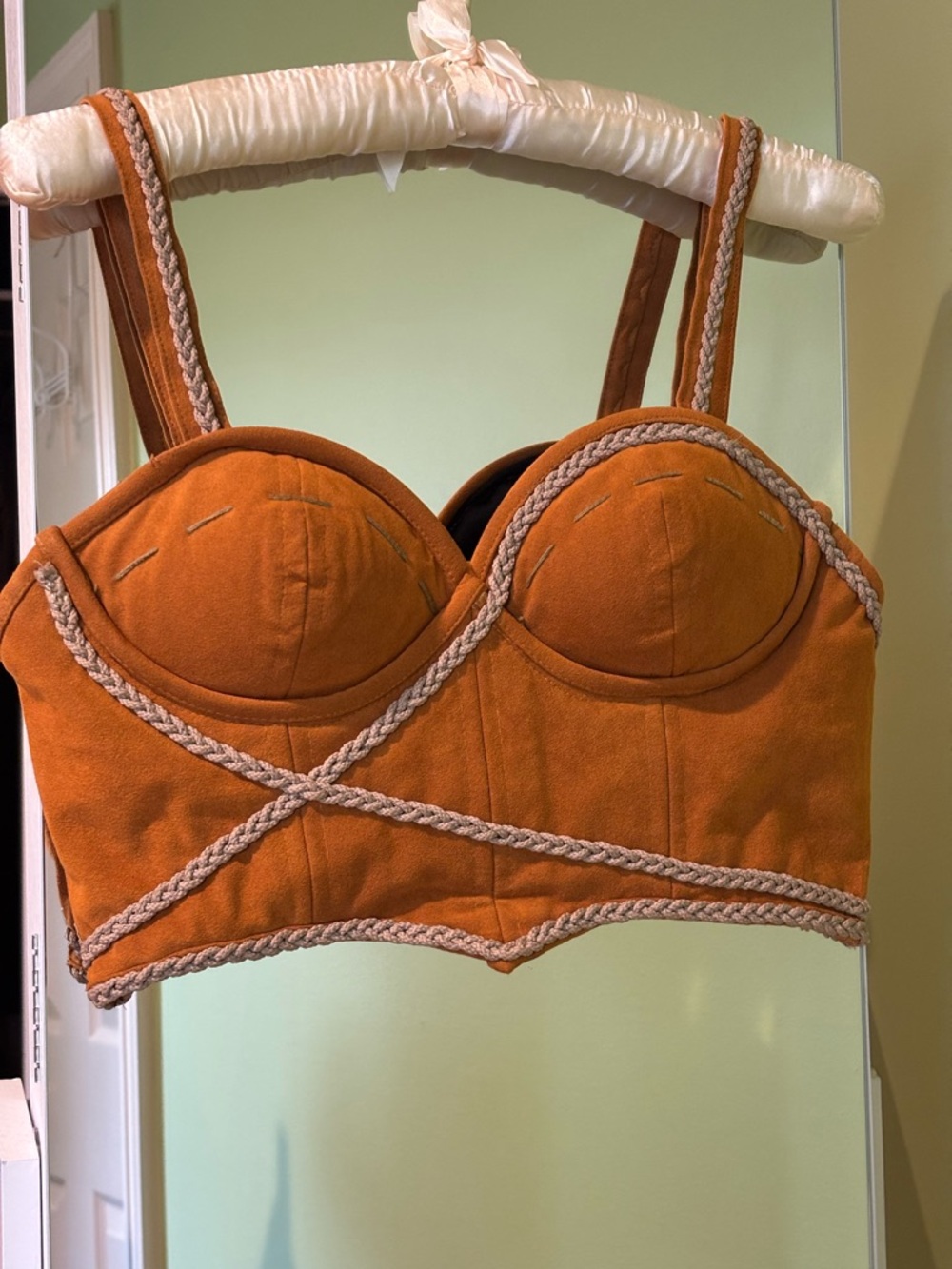 Costume Suede Braided Crop Top in Earthy Tones